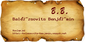 Balázsovits Benjámin névjegykártya